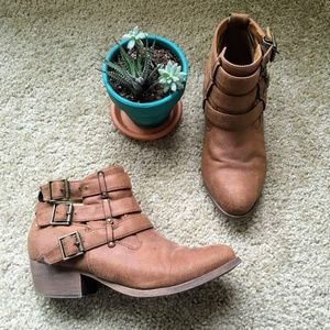 Camel Brown Suede Ankle Boots